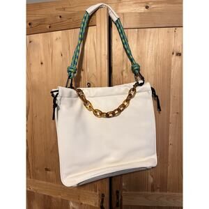 Rotunda Women's Ivory Amber Chain Sant Hobo Santy Strap Standard Bag Purse